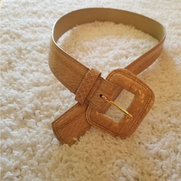 Vintage Laura Gayle Ivory Snakeskin Belt  Medium - Picture 1 of 9